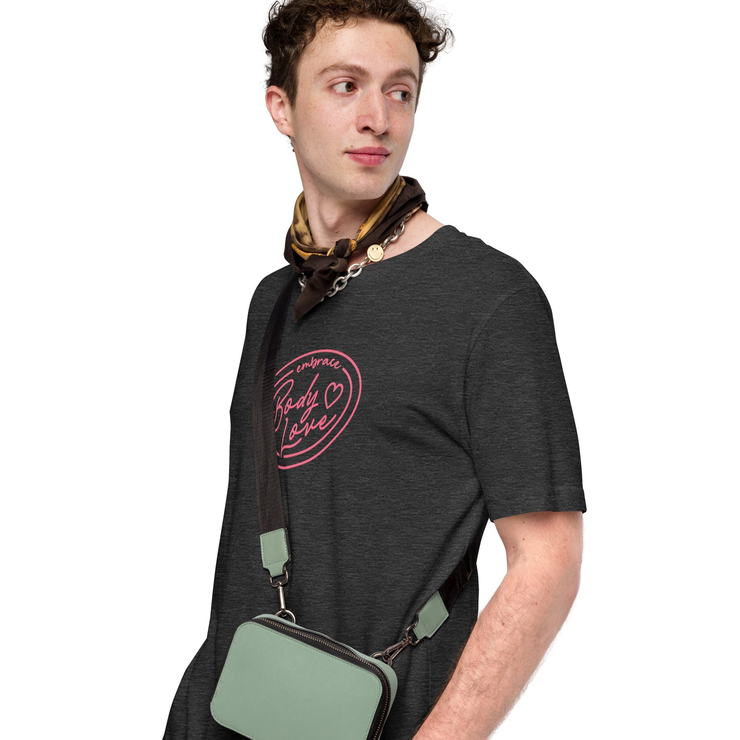 Embrace Body Love Logo, Classic Genderless T-shirt- Pink Logo