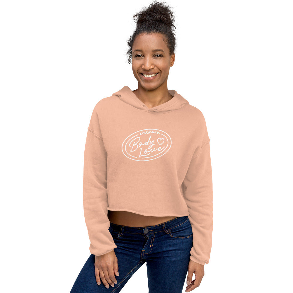 Embrace Body Love Logo, Crop Hoodie- White Logo