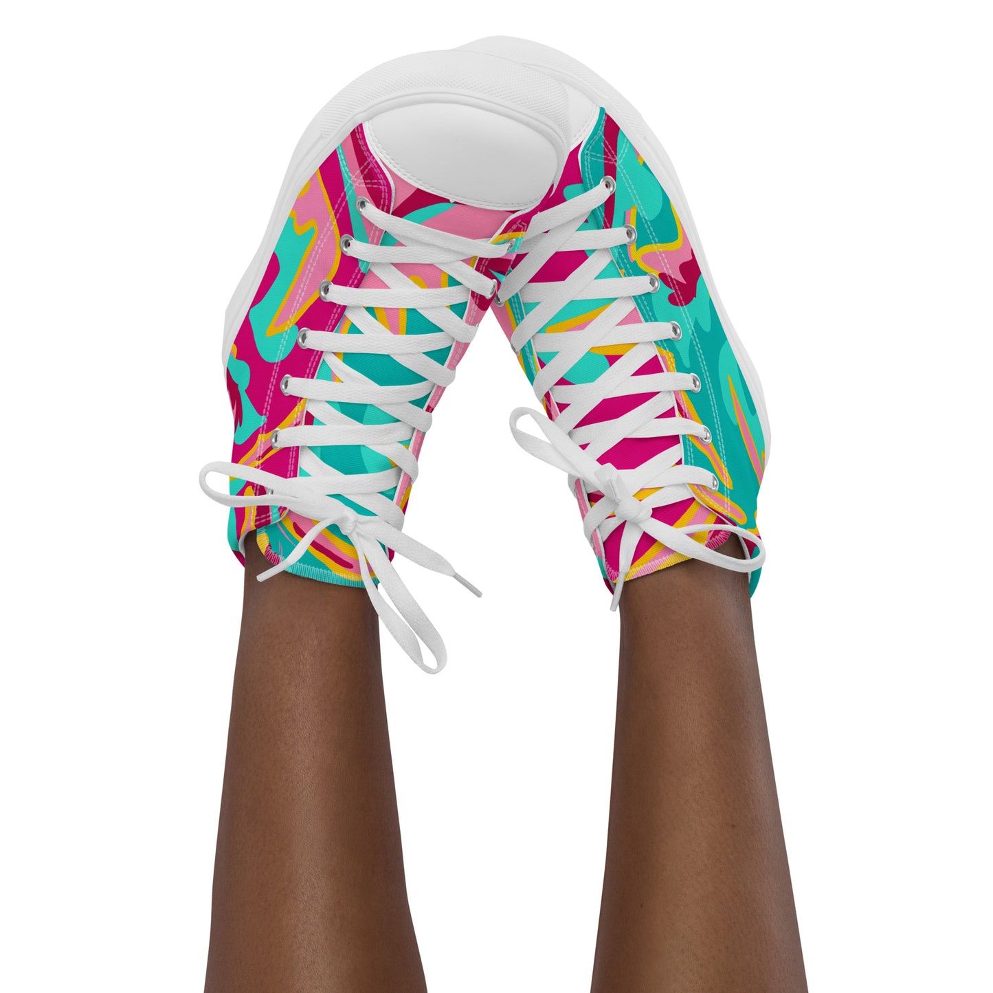 Embrace Body Love High Top Canvas Shoes, Split Colour- Hot Pink/Teal (Women's Sizing)