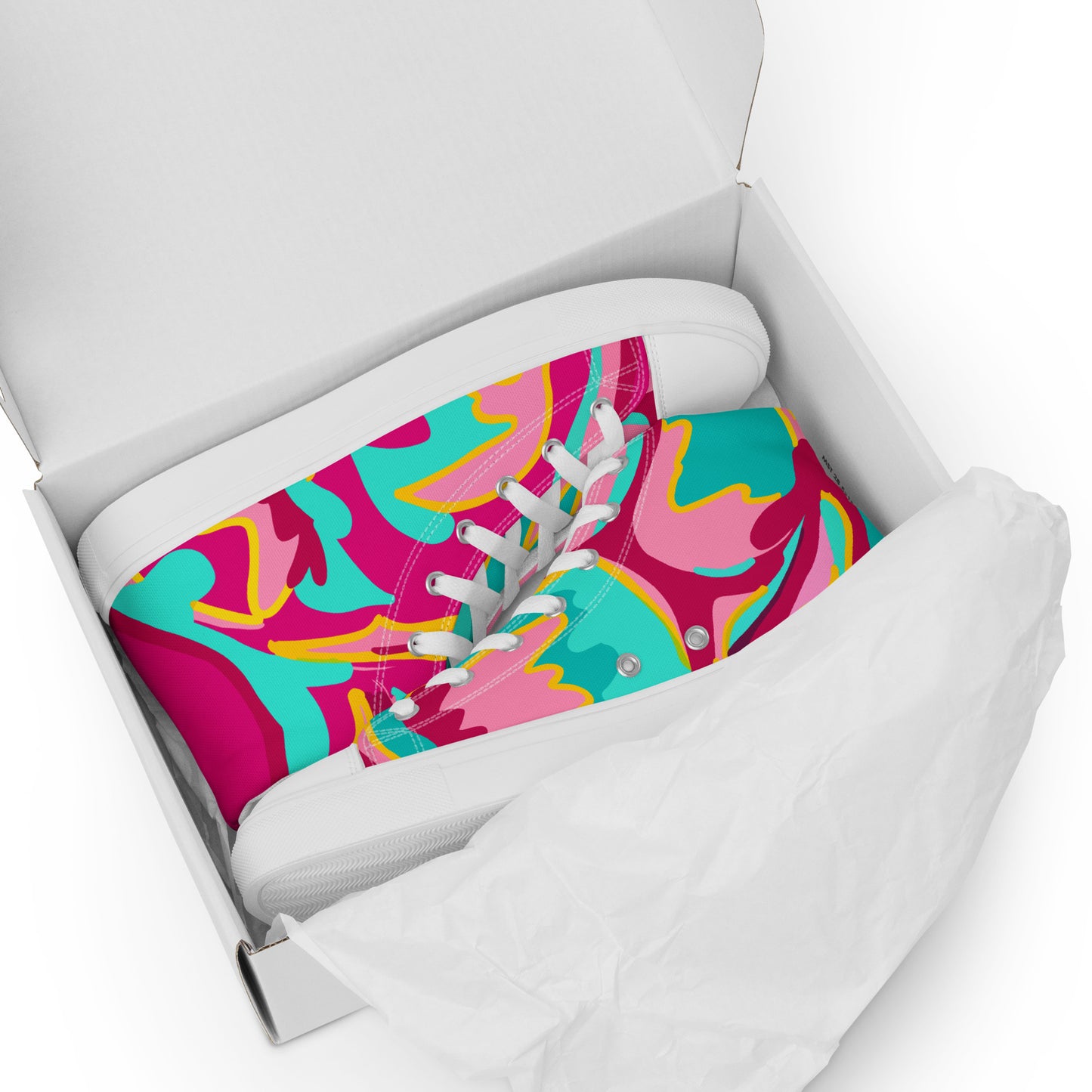 Embrace Body Love High Top Canvas Shoes, Split Colour- Hot Pink/Teal (Women's Sizing)
