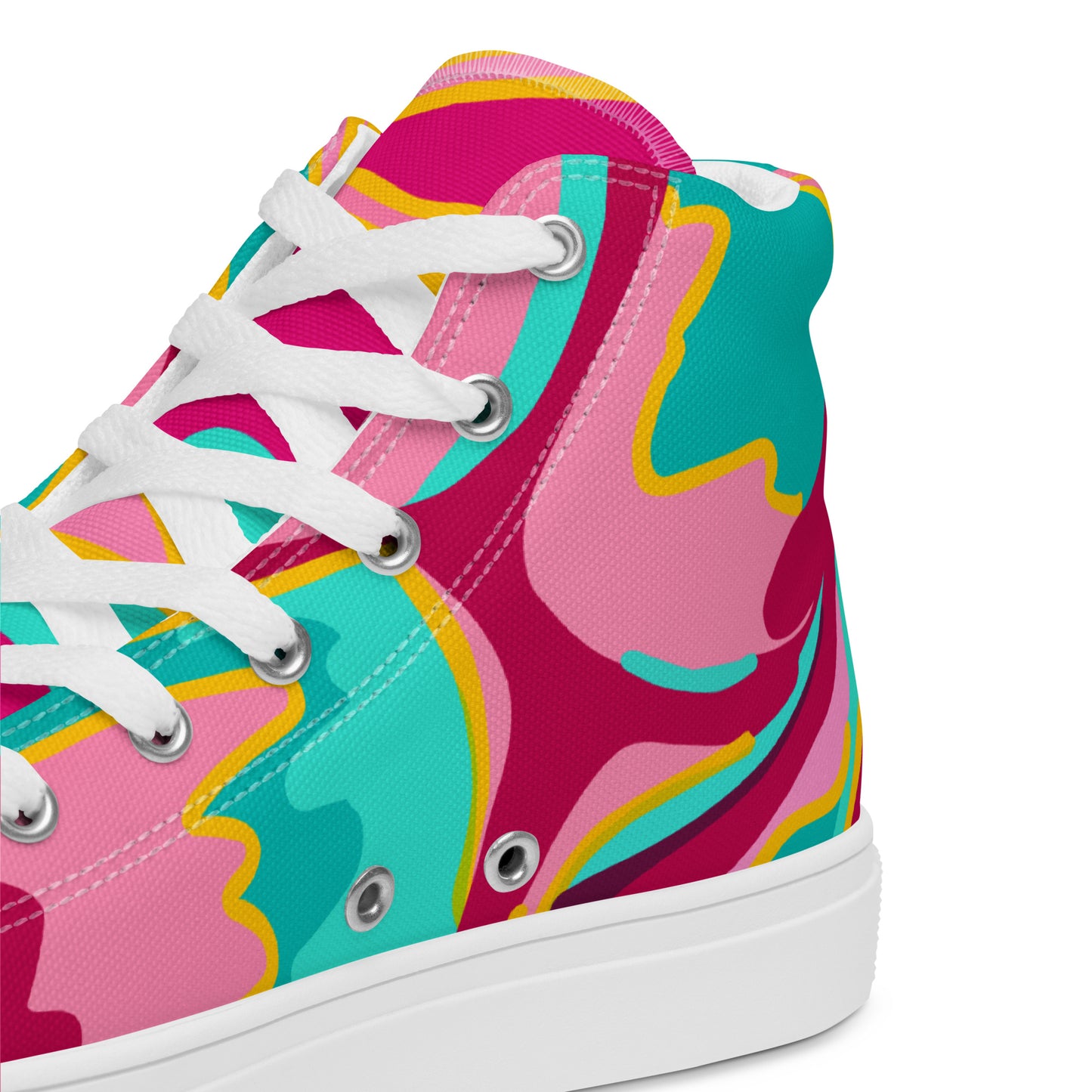 Embrace Body Love High Top Canvas Shoes, Split Colour- Hot Pink/Teal (Women's Sizing)