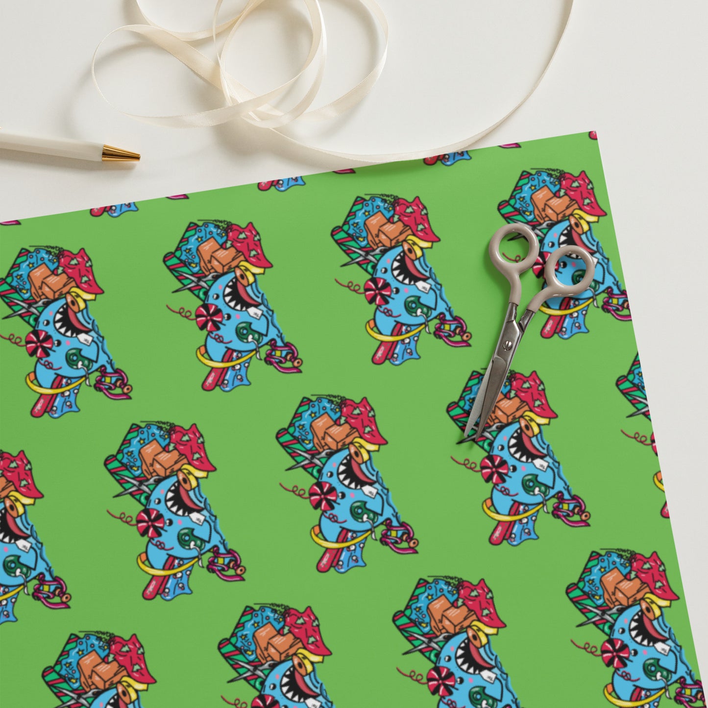 Anxious Shark- Holiday/Christmas Wrapping paper sheets