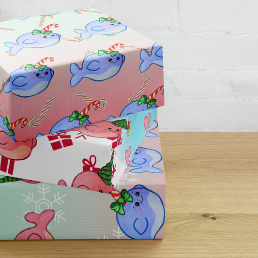 Christmas/Holiday Narwhals- Wrapping paper sheets