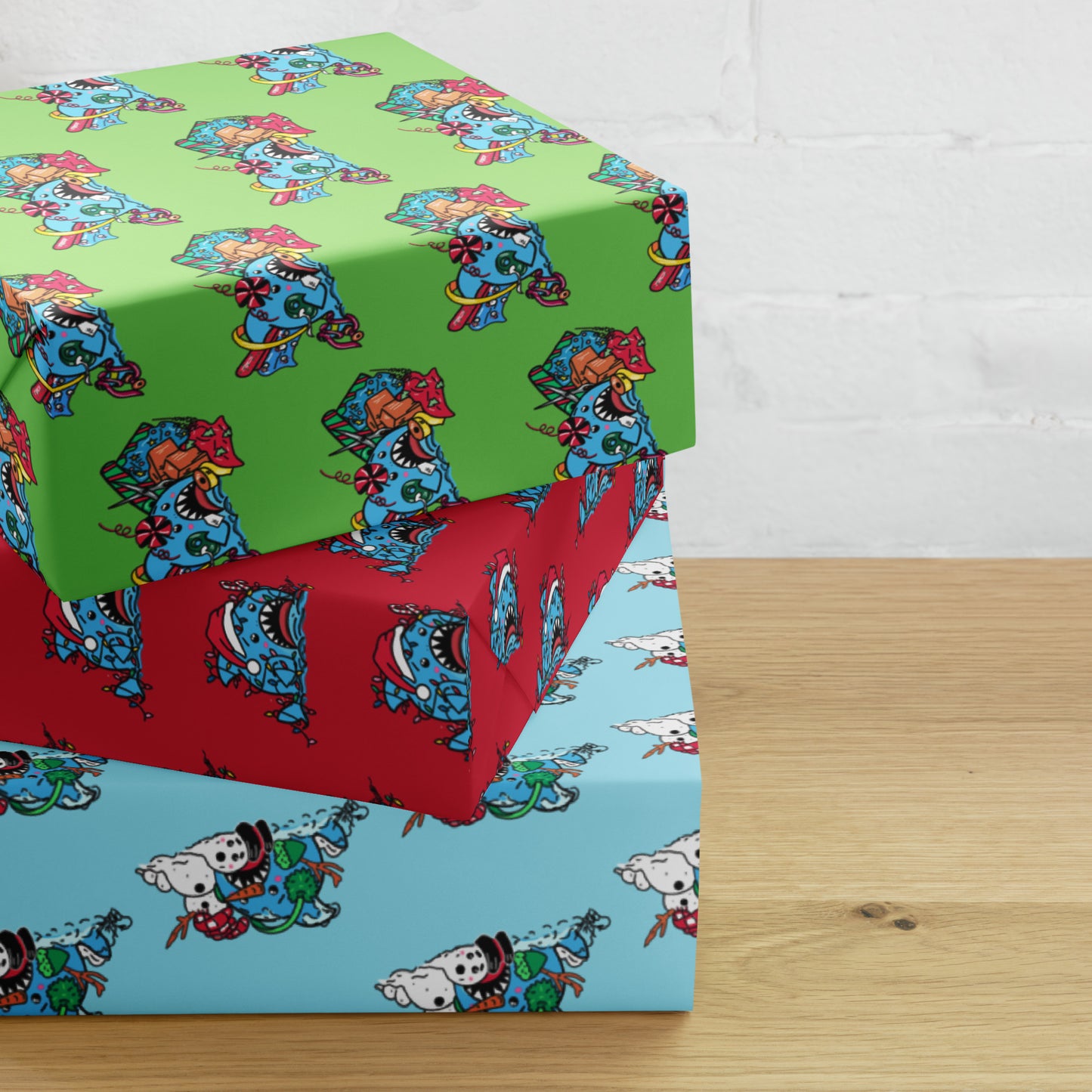 Anxious Shark- Holiday/Christmas Wrapping paper sheets