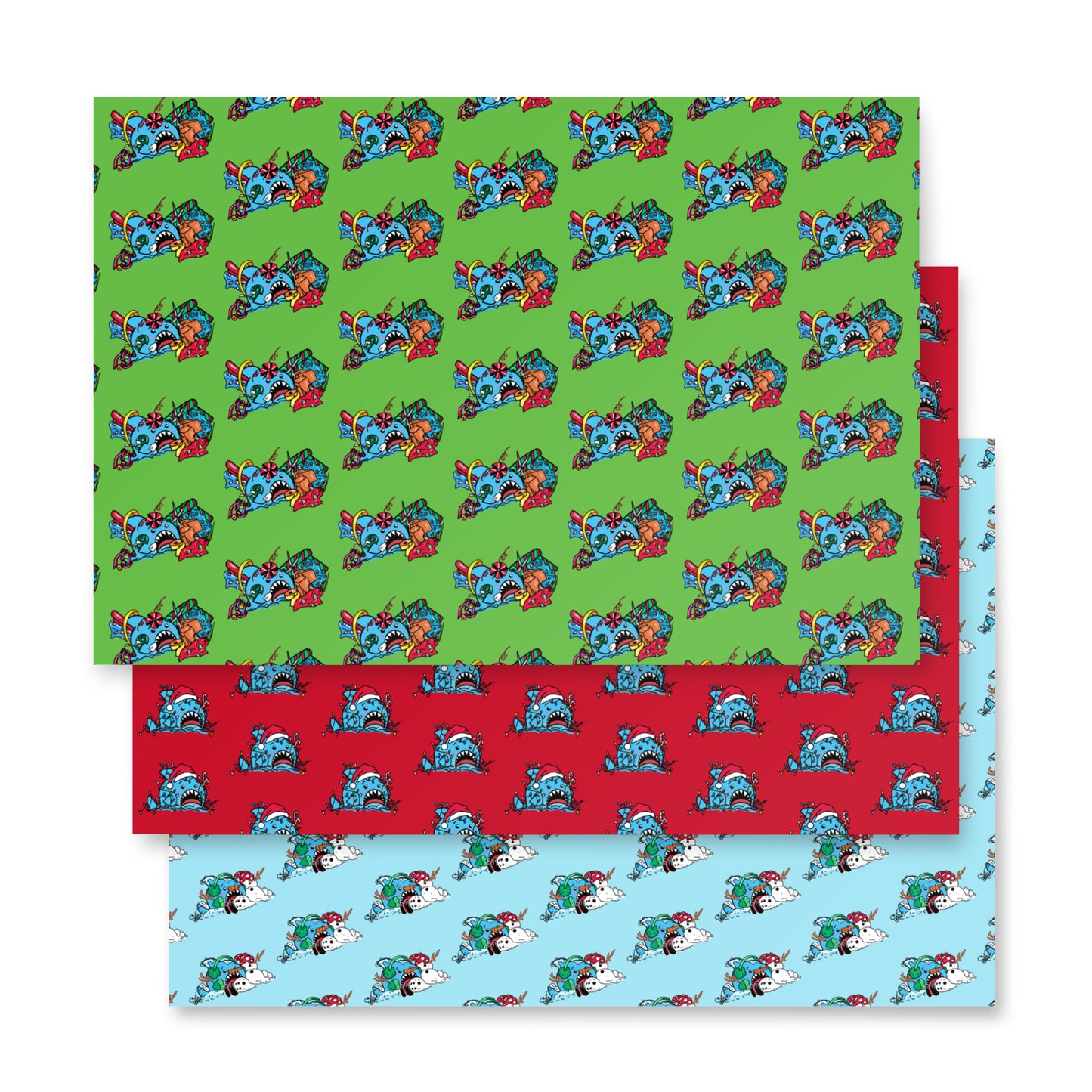 Anxious Shark- Holiday/Christmas Wrapping paper sheets