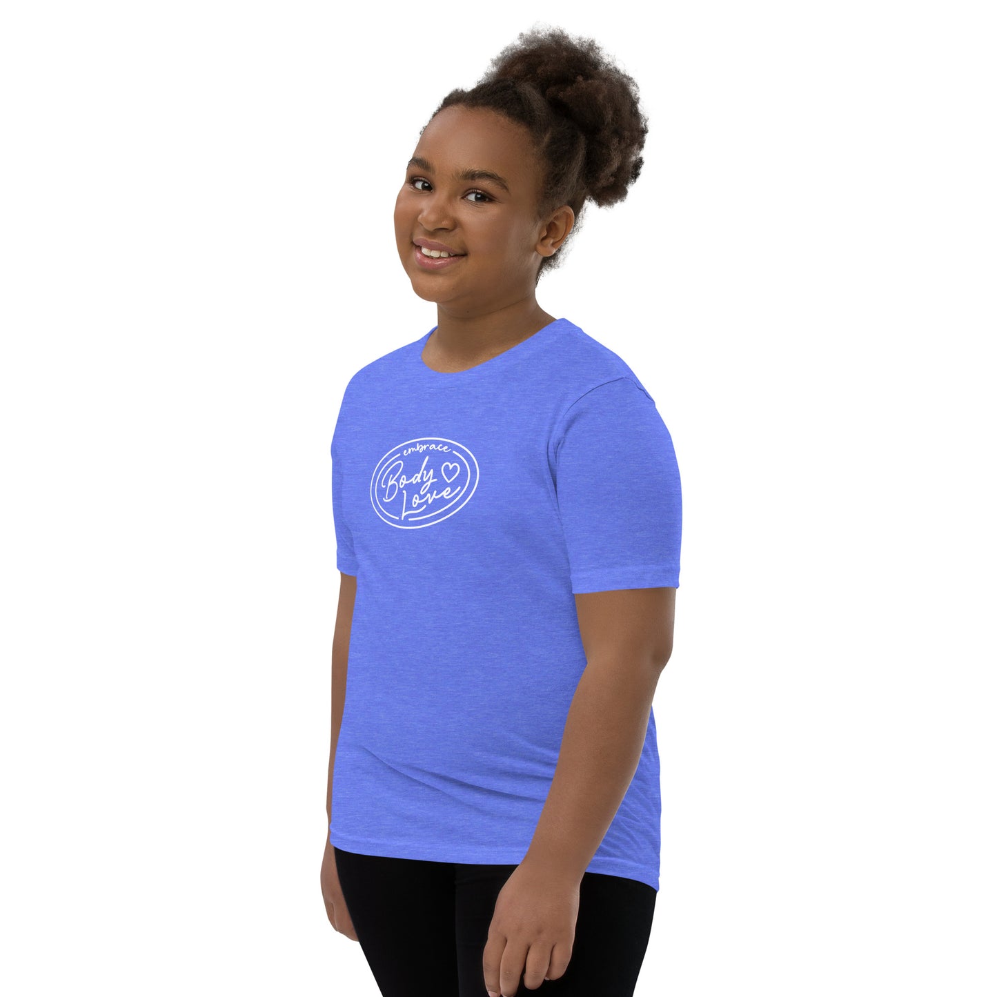 Embrace Body Love Logo- Genderless Youth Short Sleeve T-Shirt (white logo)