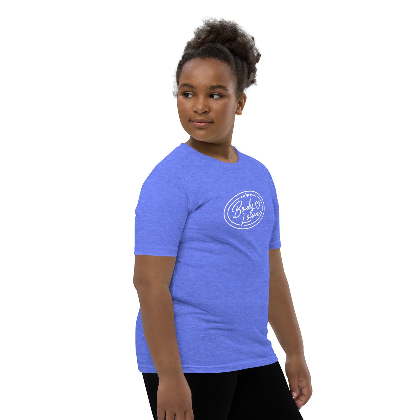 Embrace Body Love Logo- Genderless Youth Short Sleeve T-Shirt (white logo)