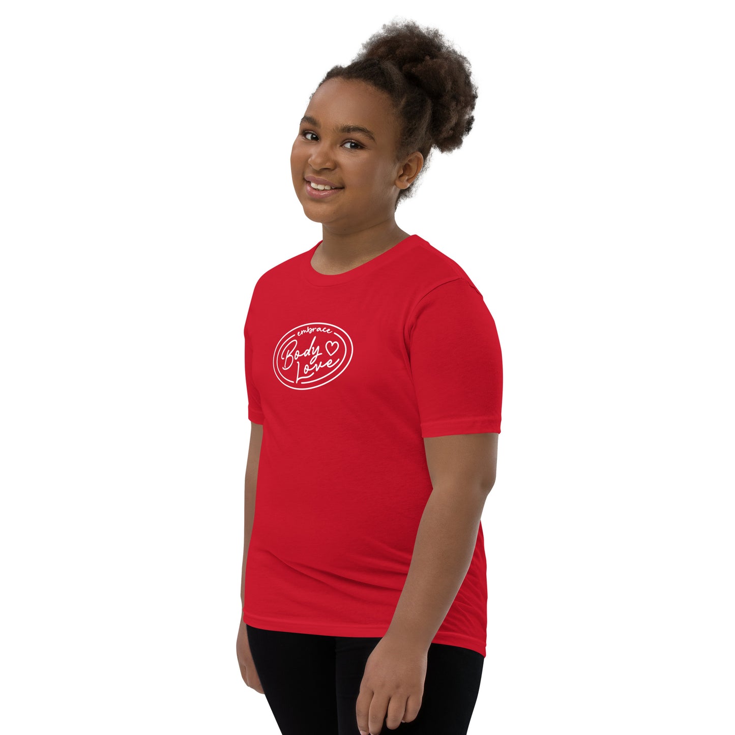 Embrace Body Love Logo- Genderless Youth Short Sleeve T-Shirt (white logo)