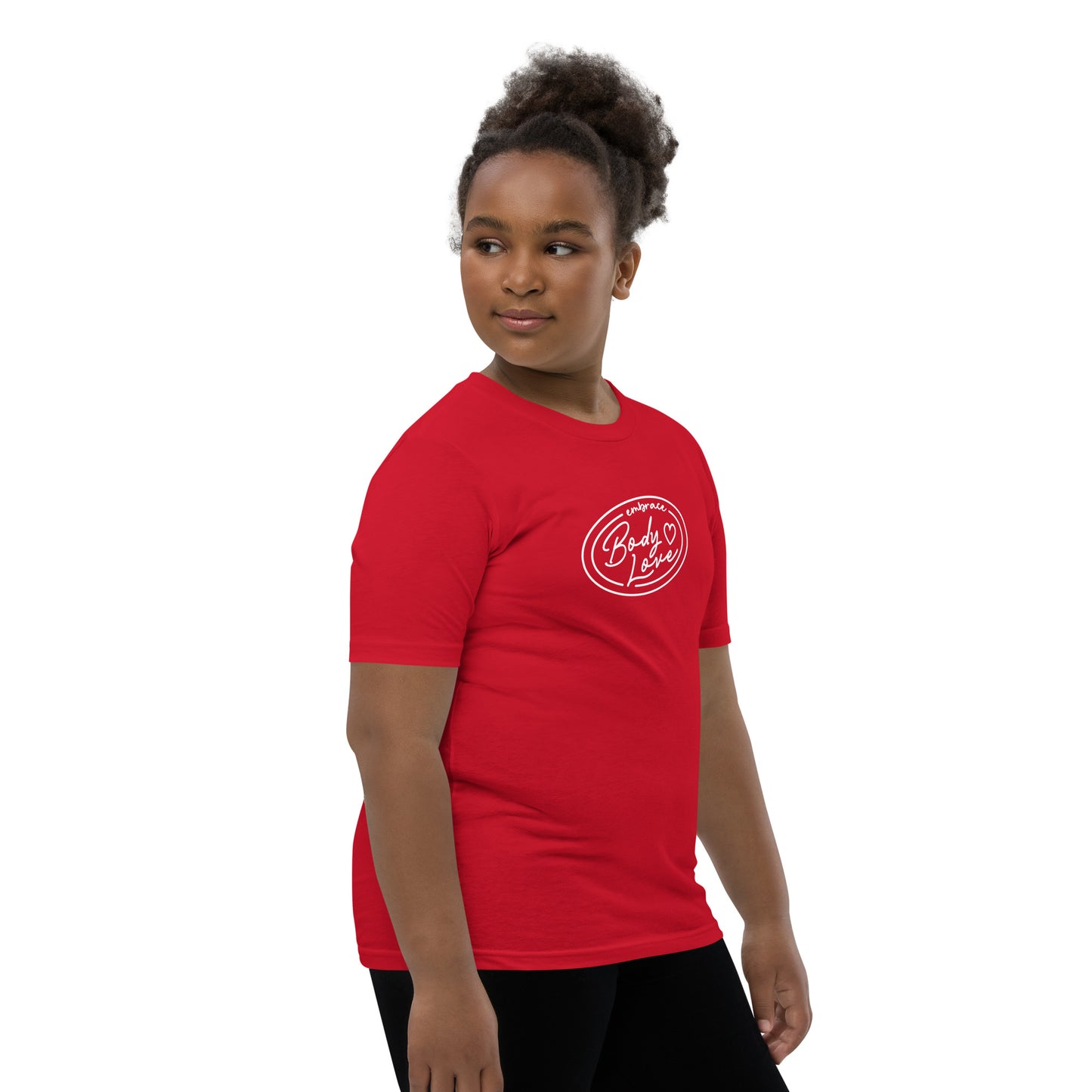 Embrace Body Love Logo- Genderless Youth Short Sleeve T-Shirt (white logo)