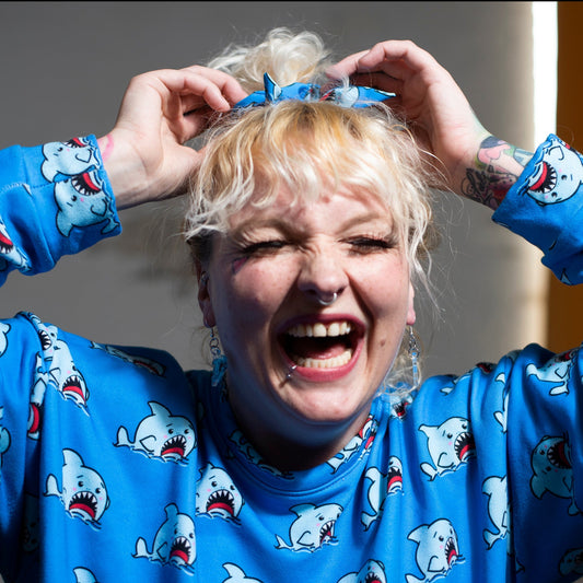 Anxious Shark- Recycled Scrunchie