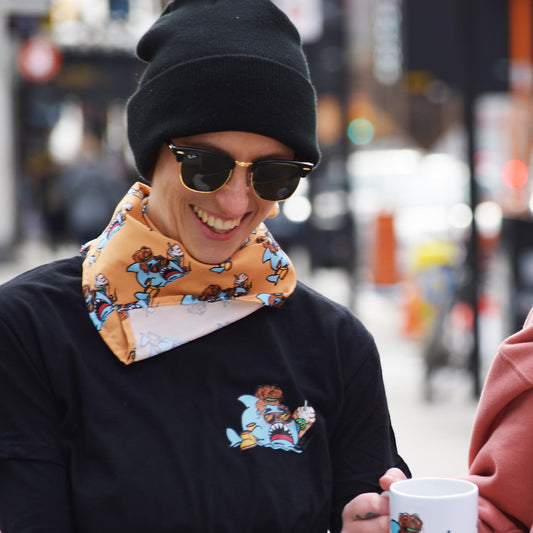 Basic Shark- All-over print bandana (beige)