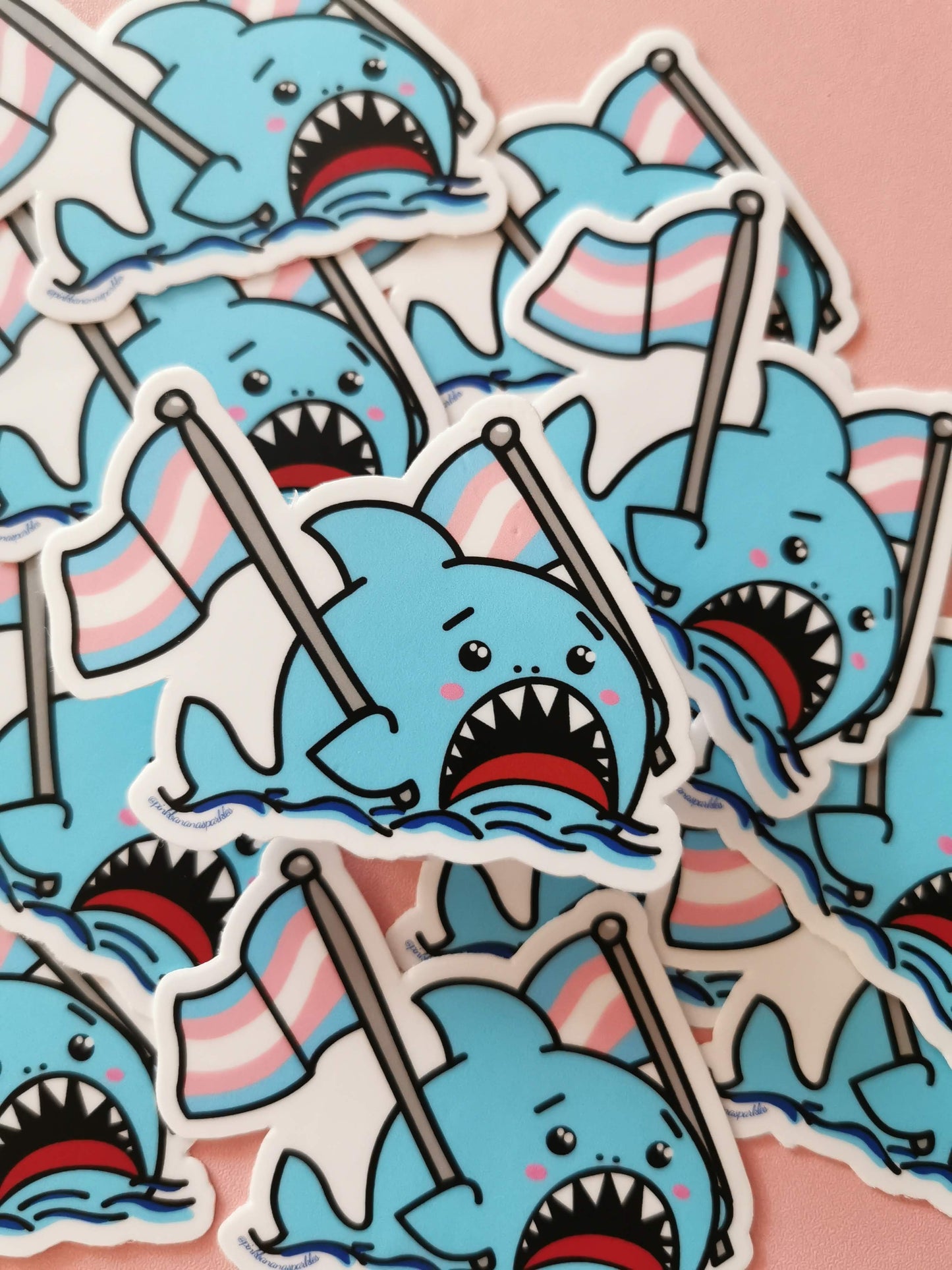 Anxious Shark Celebrates Pride! 3" Vinyl Stickers