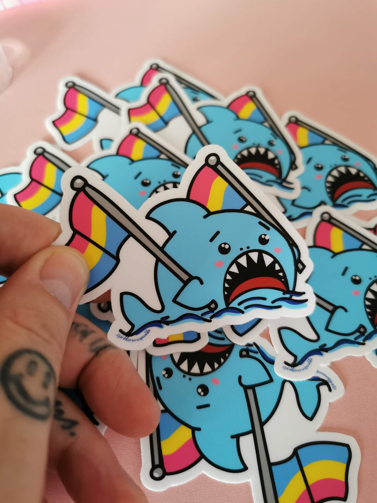 Anxious Shark Celebrates Pride! 3" Vinyl Stickers