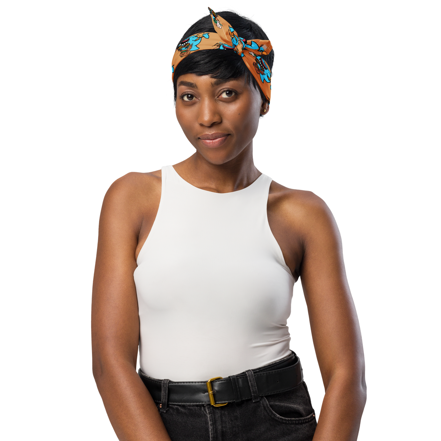 Basic Shark- All-over print bandana (beige)
