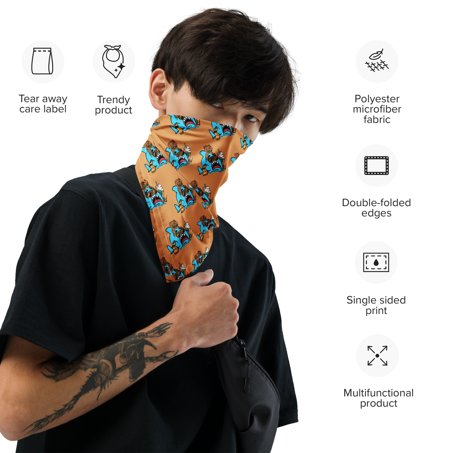 Basic Shark- All-over print bandana (beige)