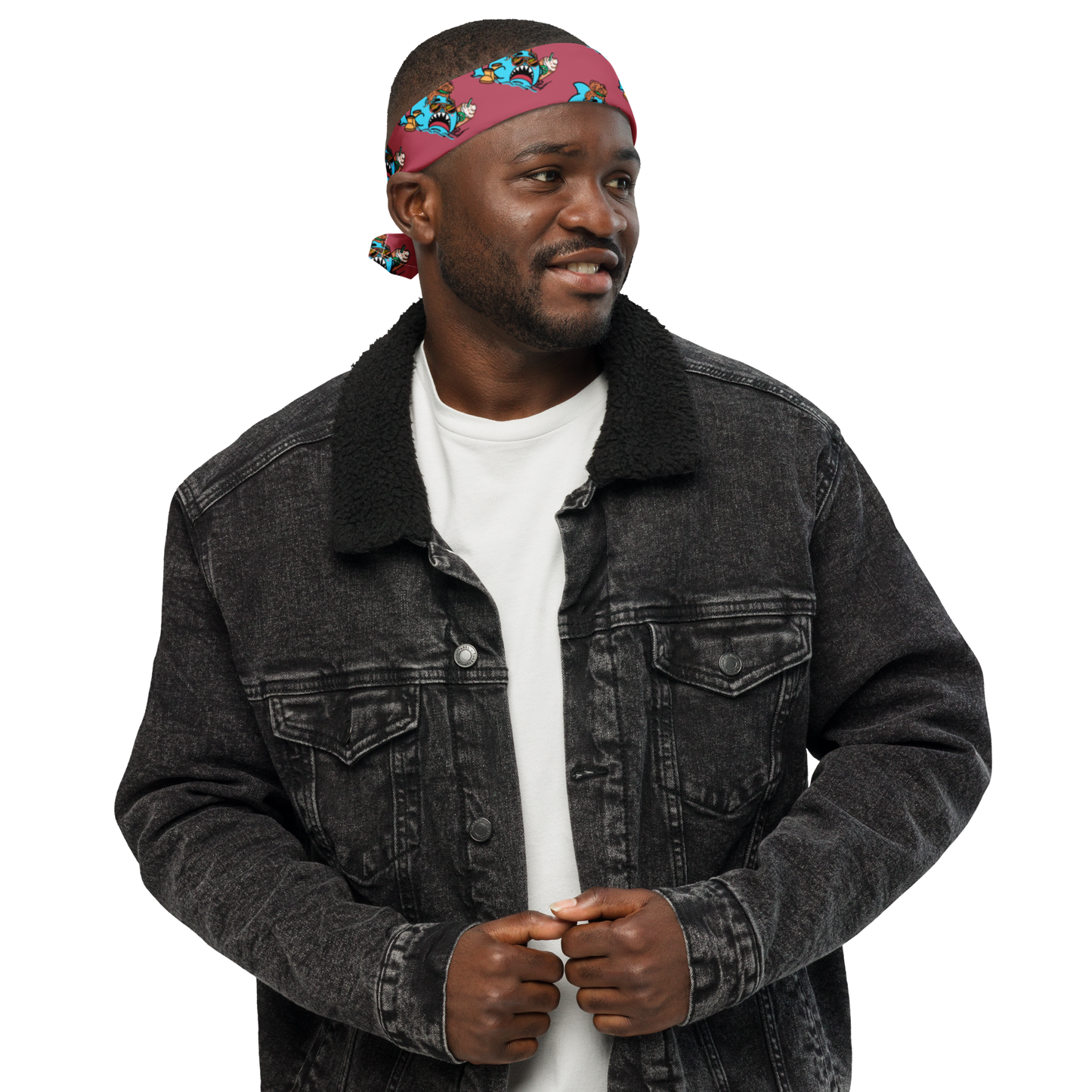 Basic Shark- All-over print bandana (pink)