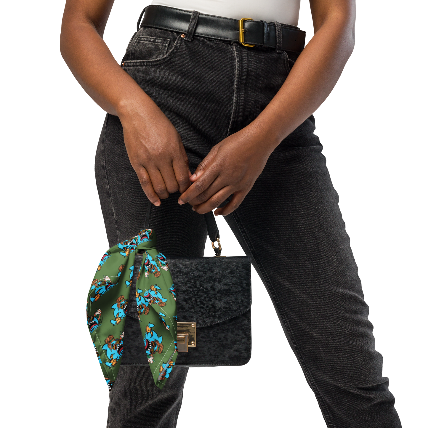 Basic Shark- All-over print bandana (olive)