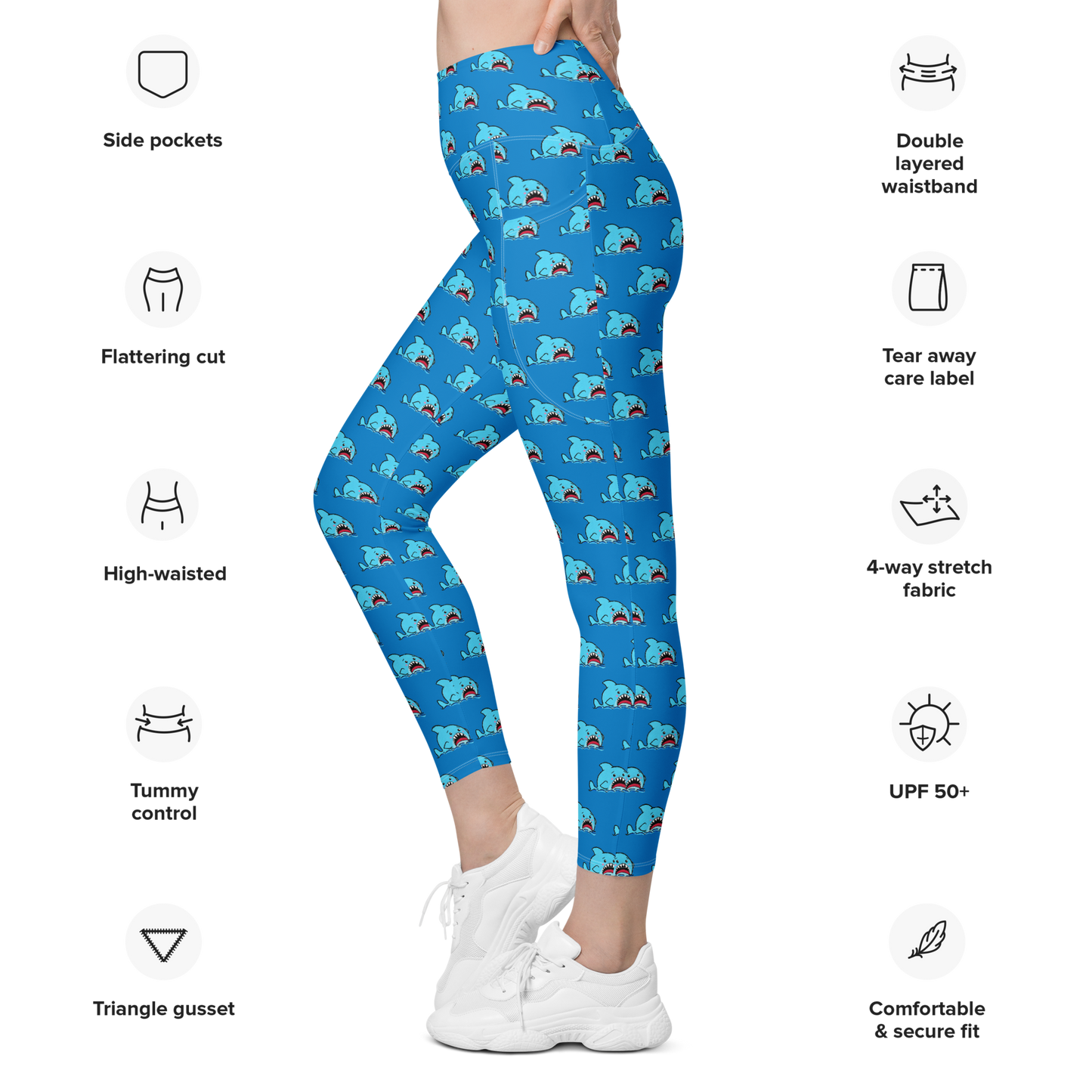 Anxious Shark- Leggings with pockets