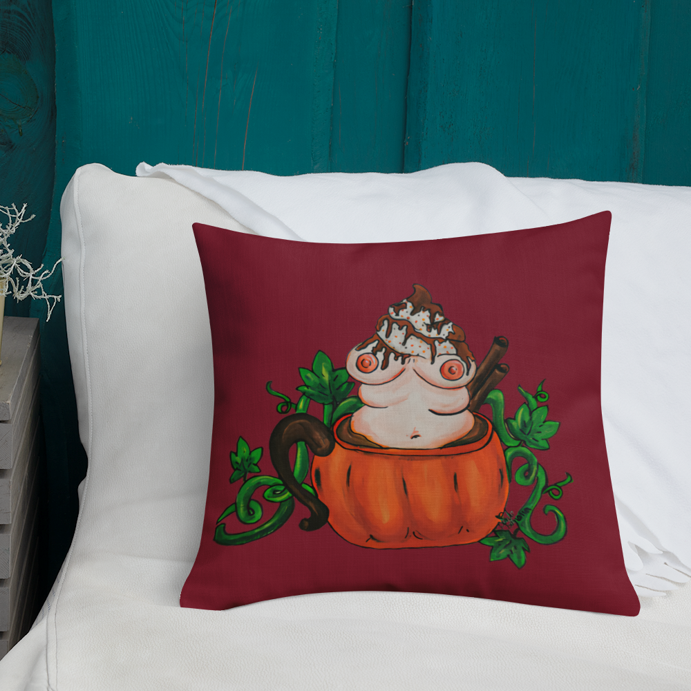 Pumpkin Spice and Everything Nice (burgundy) - Premium Pillow and Pillowcase