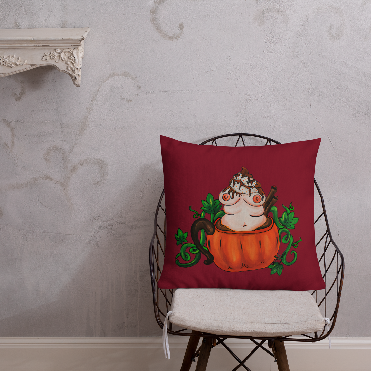 Pumpkin Spice and Everything Nice (burgundy) - Premium Pillow and Pillowcase