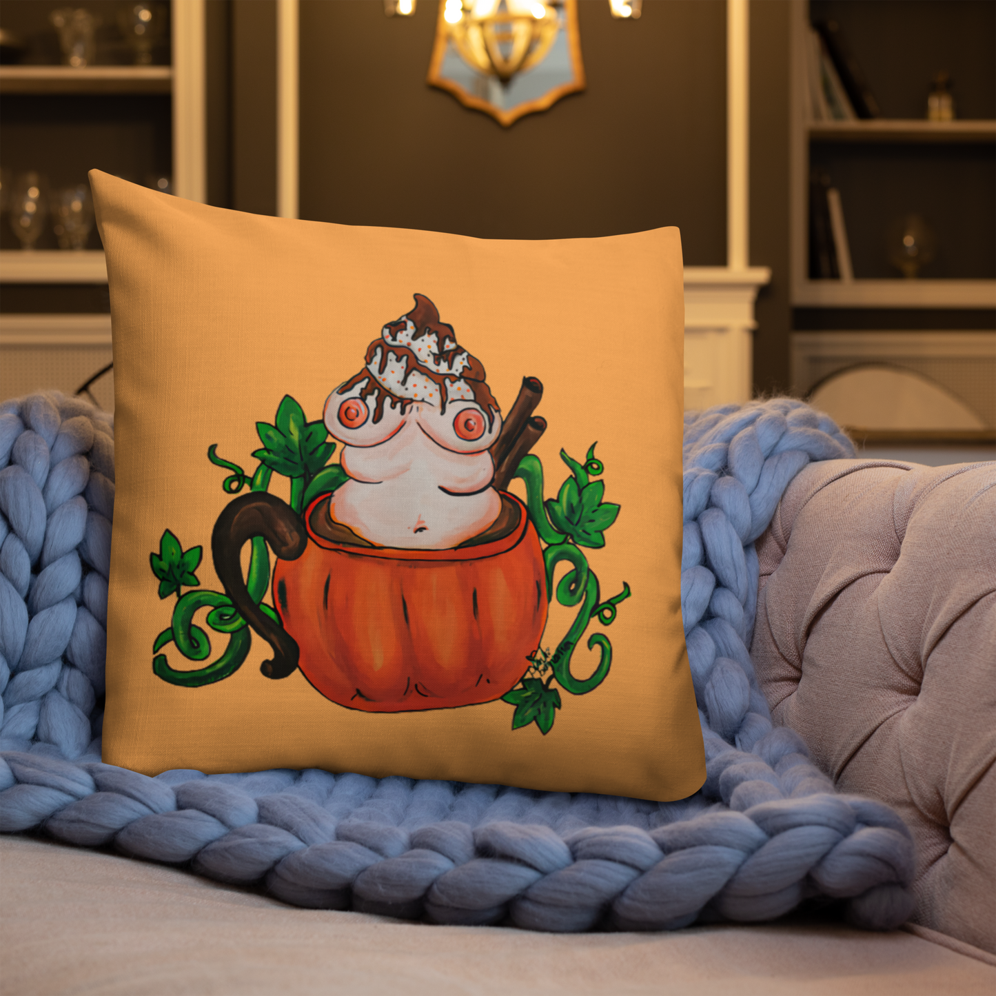 Pumpkin Spice and Everything Nice (orange)- Premium Pillow and Pillowcase