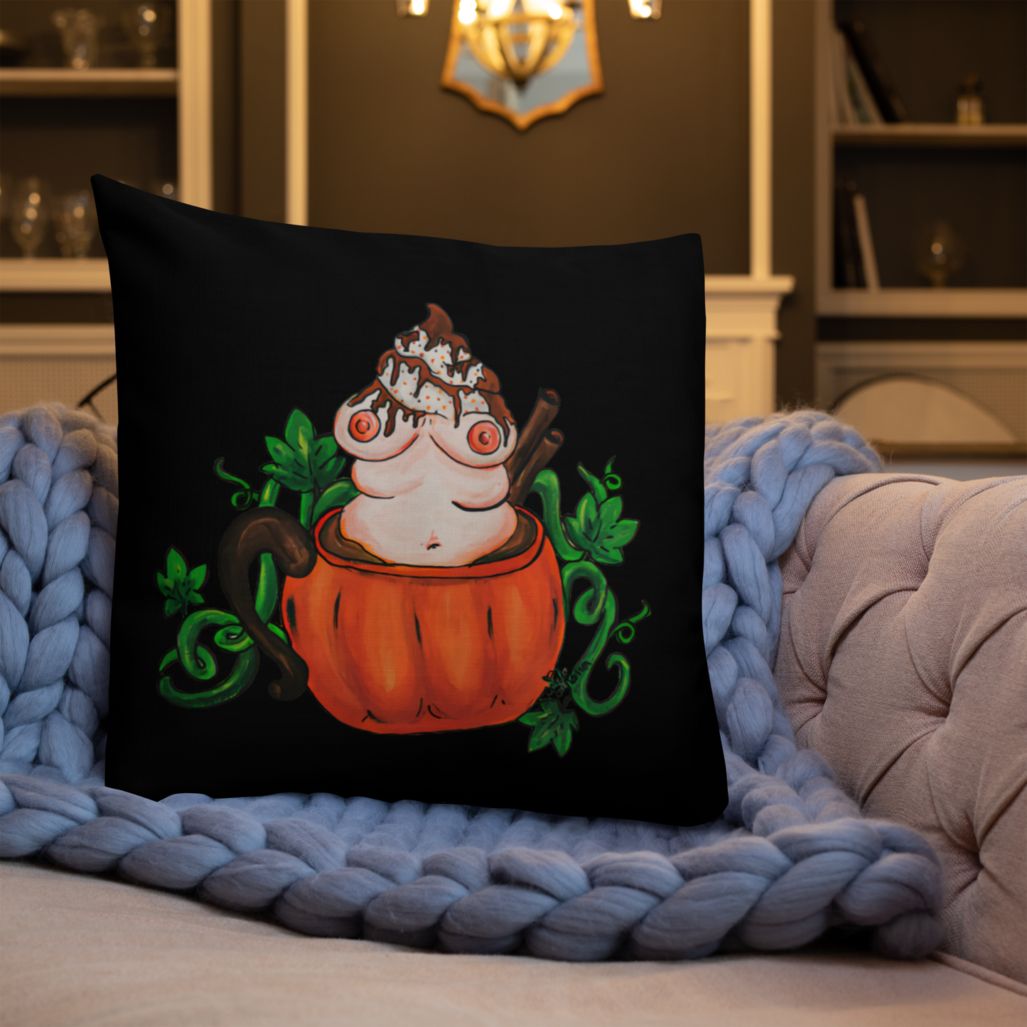 Pumpkin Spice and Everything Nice (black) - Premium Pillow and Pillowcase