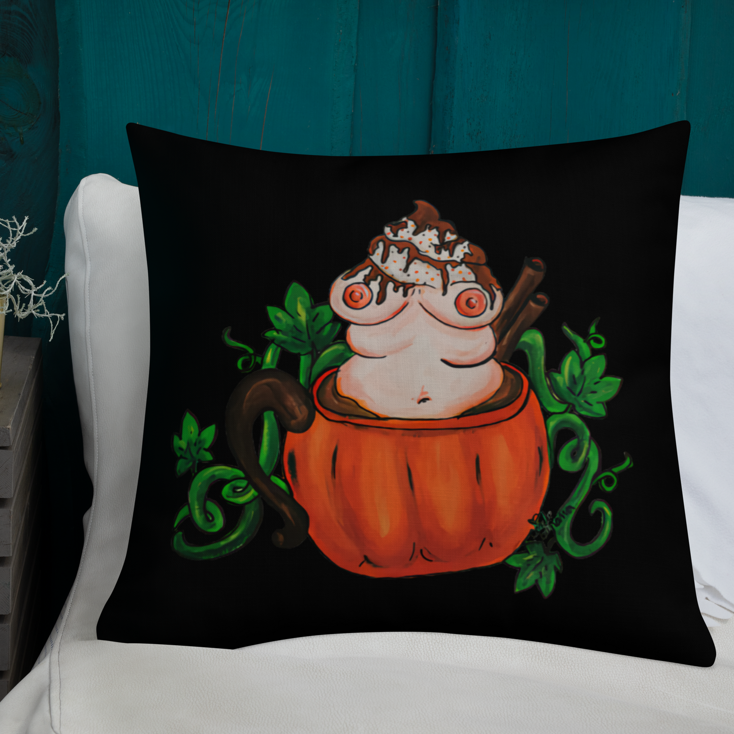 Pumpkin Spice and Everything Nice (black) - Premium Pillow and Pillowcase