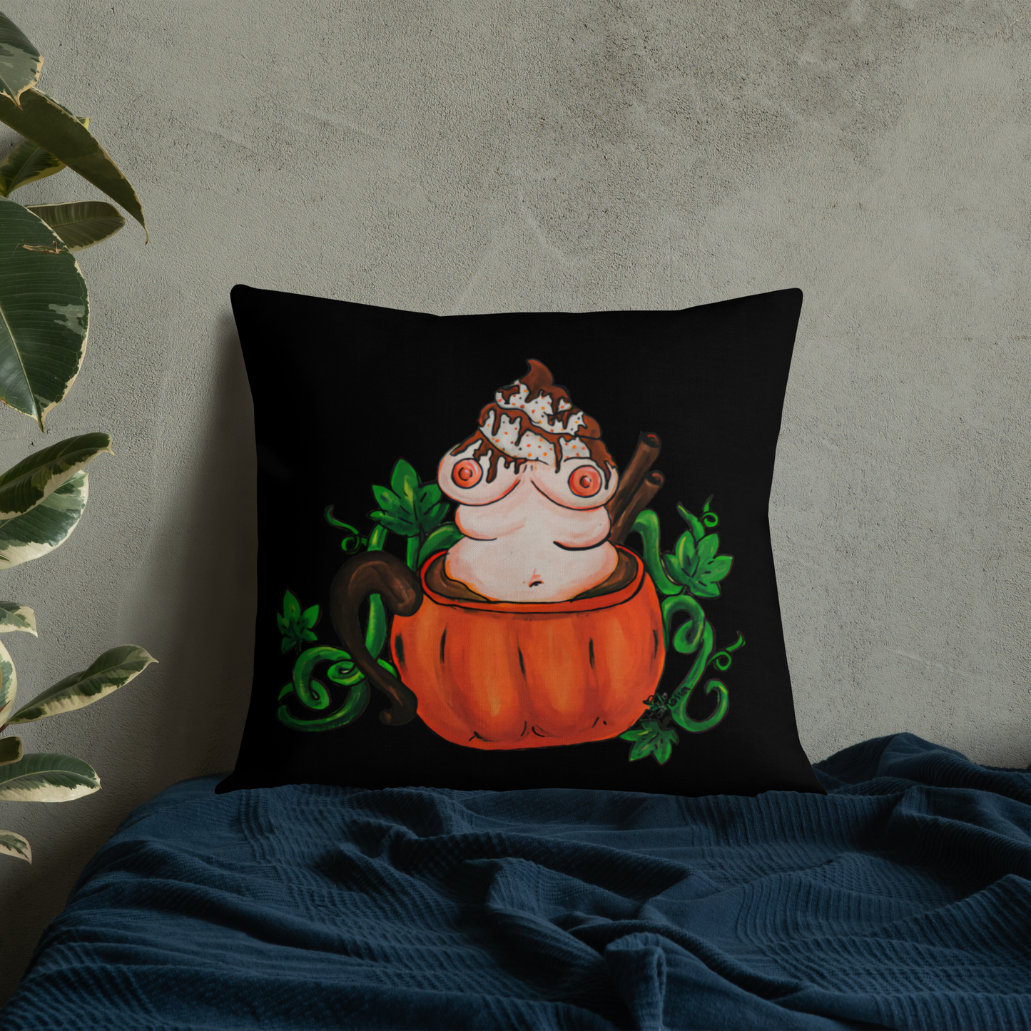 Pumpkin Spice and Everything Nice (black) - Premium Pillow and Pillowcase