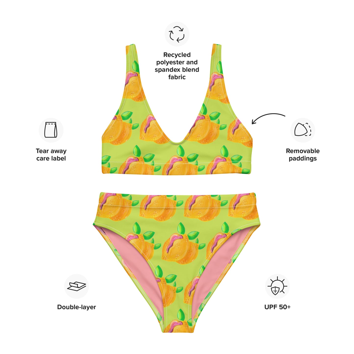 "Sour Puss" Lemon Vulva, High-waisted Bikini