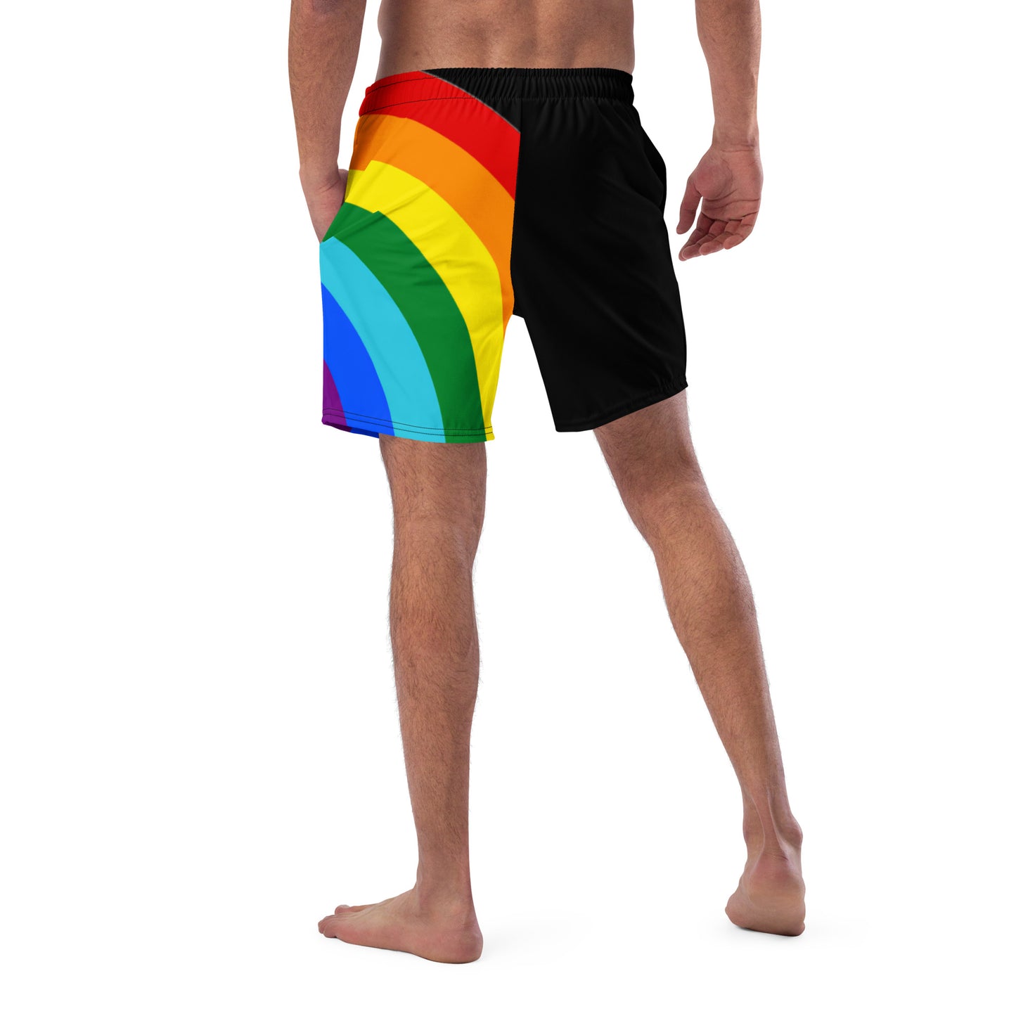 Anxious Shark Rainbow Pride Flag- Swim Trunks