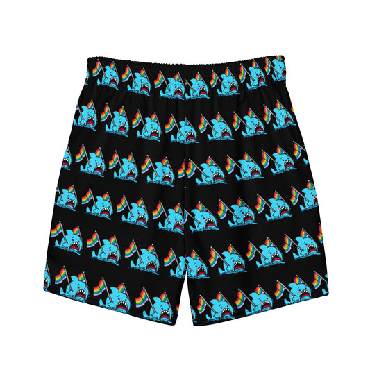 Anxious Shark Rainbow Pride Flag- Swim Trunks