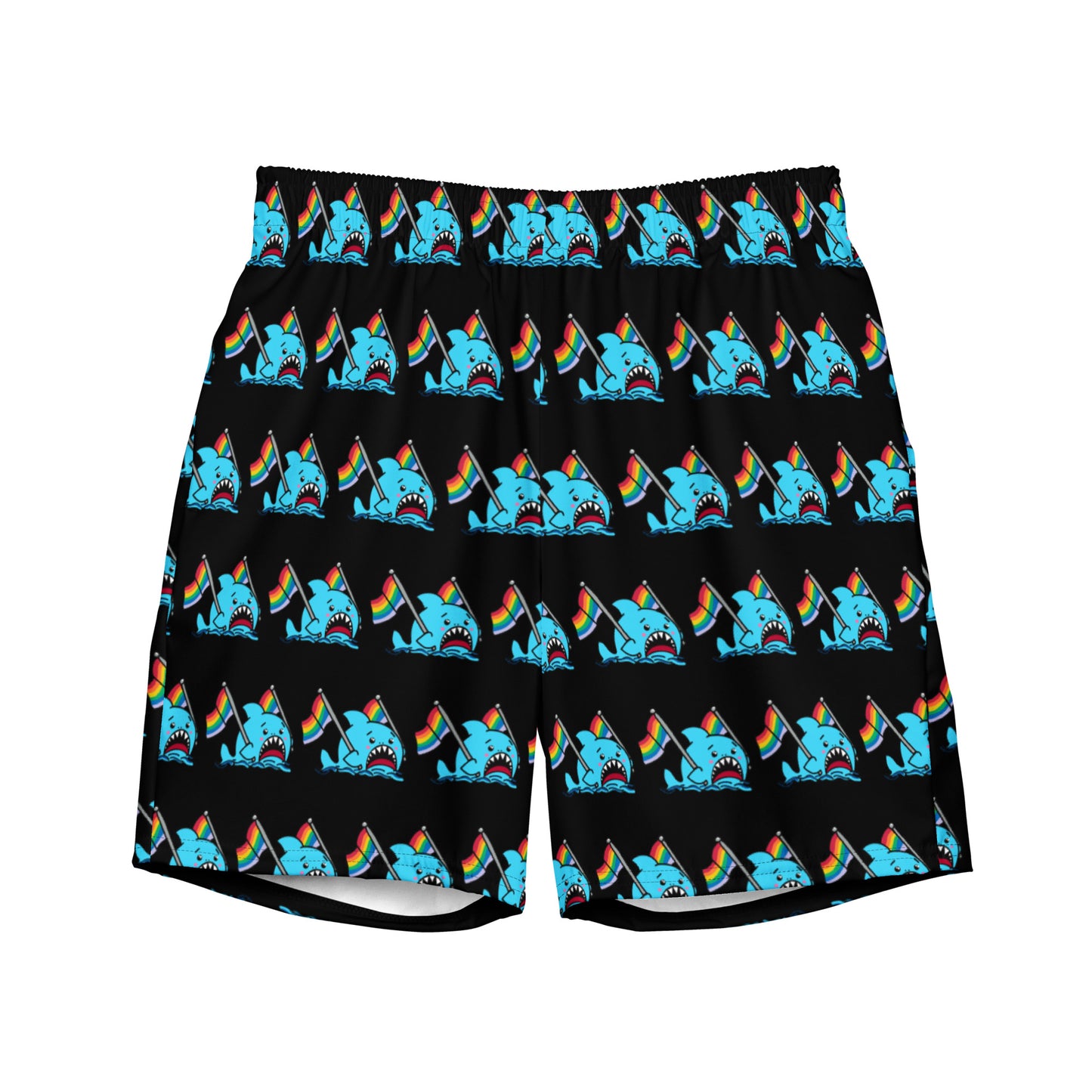 Anxious Shark Rainbow Pride Flag- Swim Trunks