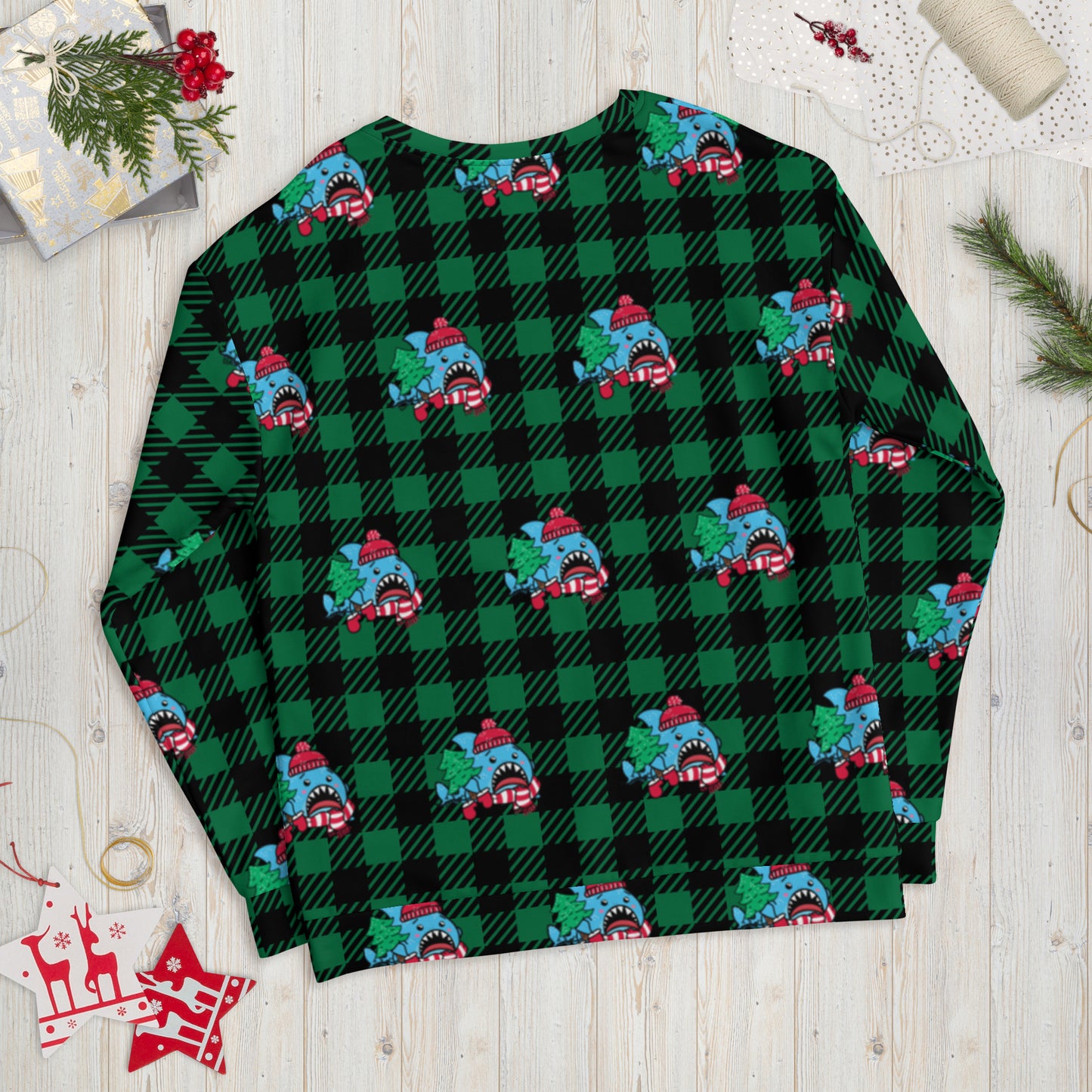 Holiday Sharks Ugly Christmas Sweater- Trim the Tree (Genderless Sweatshirt)