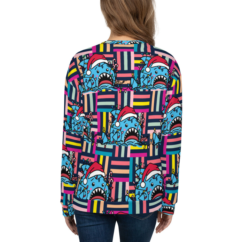 Holiday Sharks Ugly Christmas Sweater- Let There Be Lights (Genderless Sweatshirt)