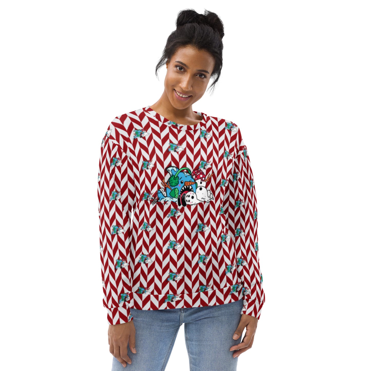 Holiday Sharks Ugly Christmas Sweater- Do you Wanna Build a Snowman? (Genderless Sweatshirt)