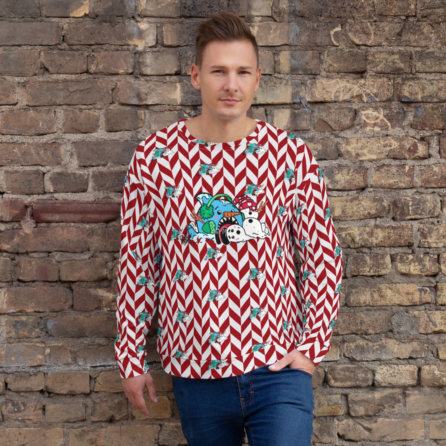 Holiday Sharks Ugly Christmas Sweater- Do you Wanna Build a Snowman? (Genderless Sweatshirt)