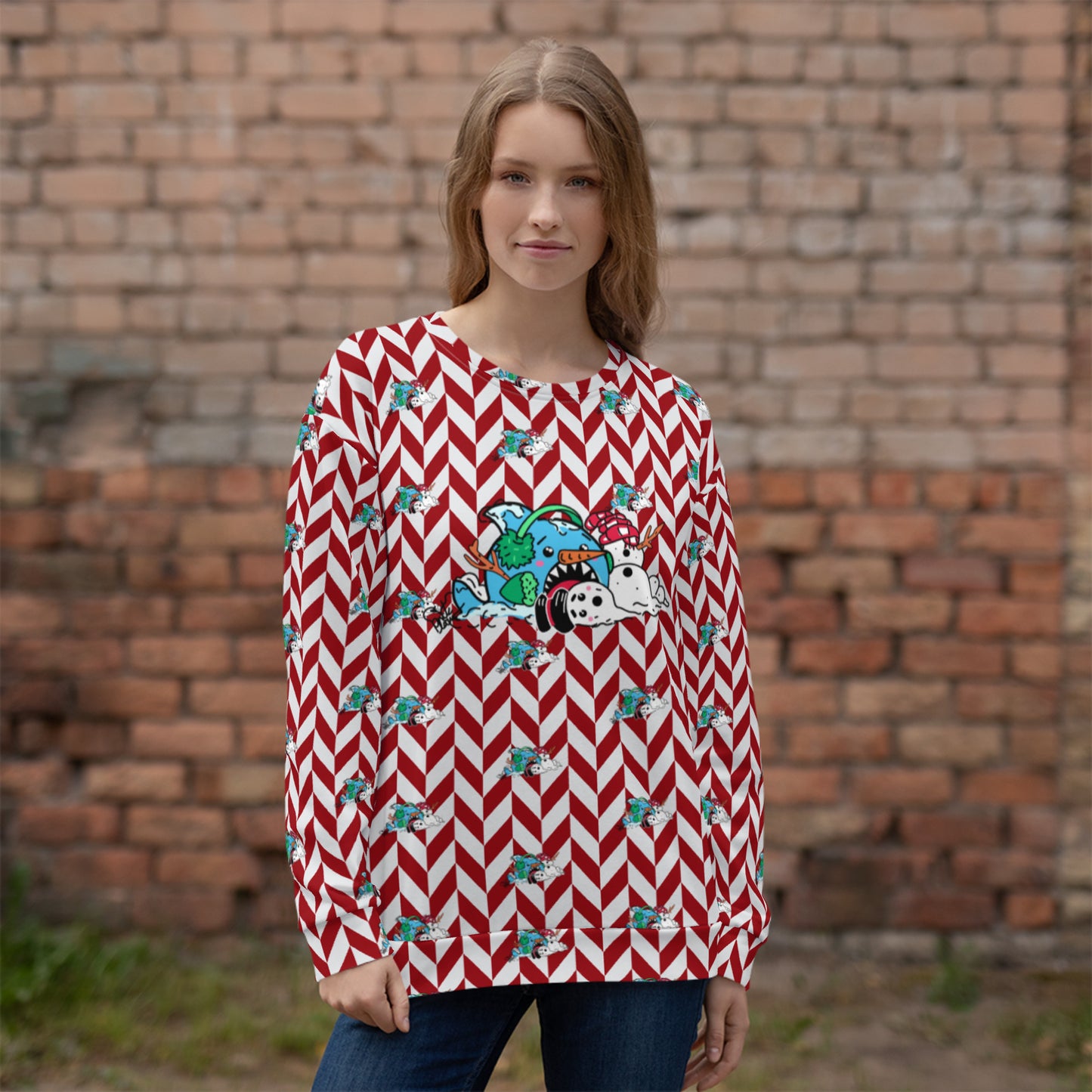 Holiday Sharks Ugly Christmas Sweater- Do you Wanna Build a Snowman? (Genderless Sweatshirt)
