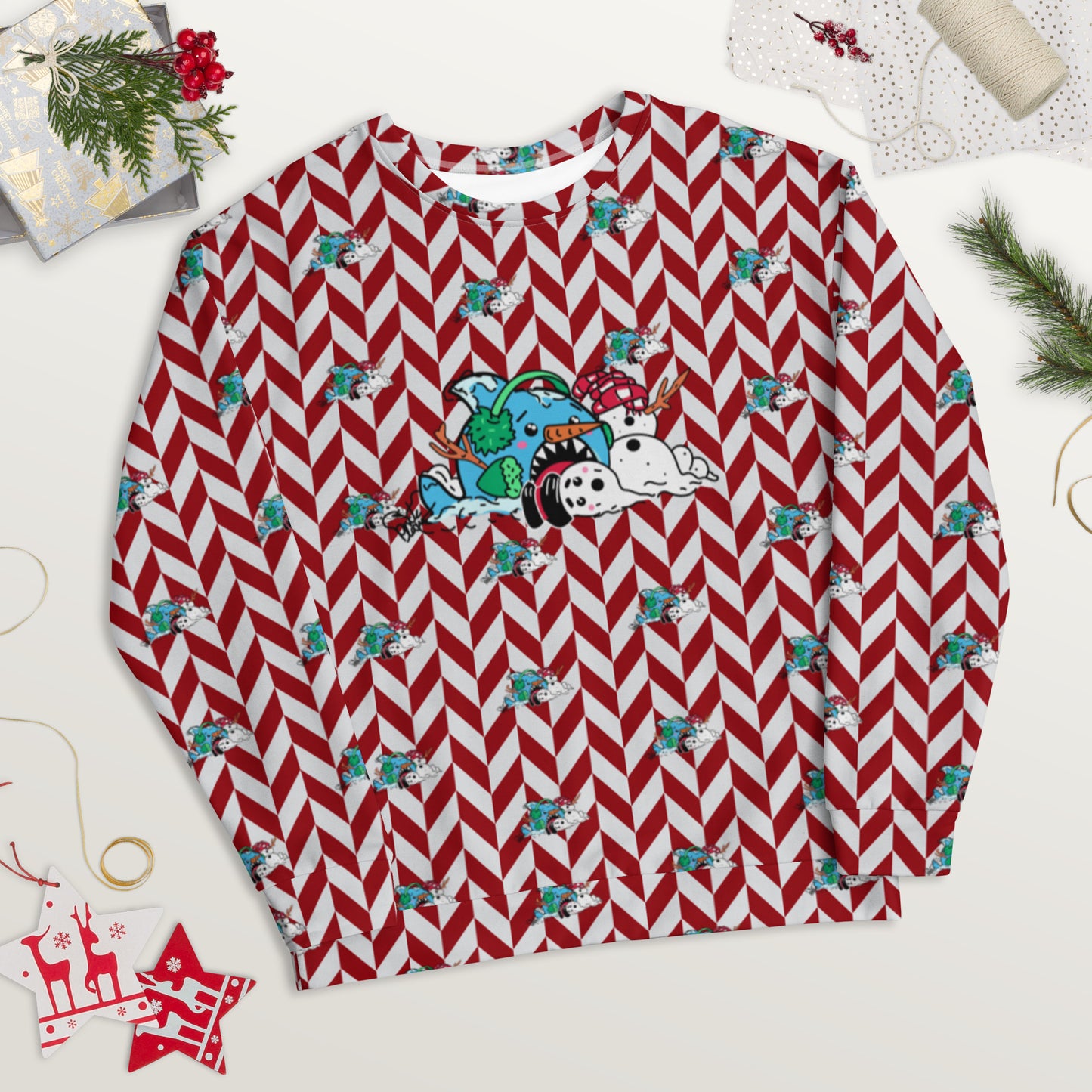 Holiday Sharks Ugly Christmas Sweater- Do you Wanna Build a Snowman? (Genderless Sweatshirt)