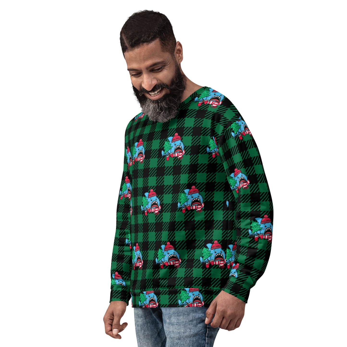 Holiday Sharks Ugly Christmas Sweater- Trim the Tree (Genderless Sweatshirt)