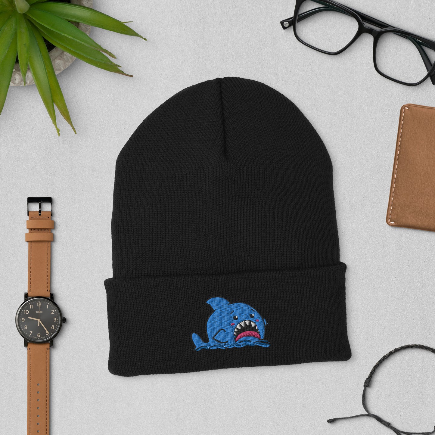 Anxious Shark Classic Cuffed Beanie