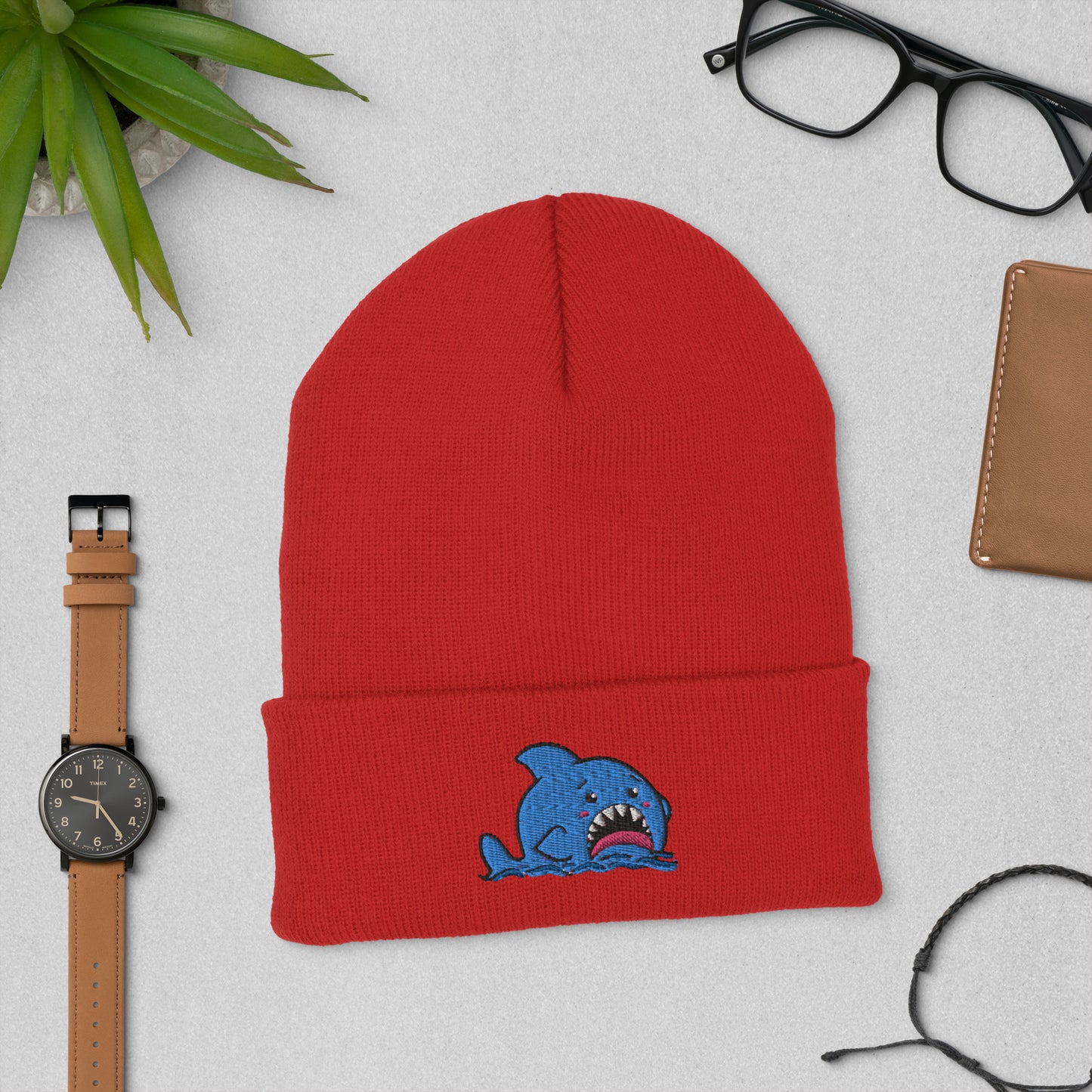 Anxious Shark Classic Cuffed Beanie