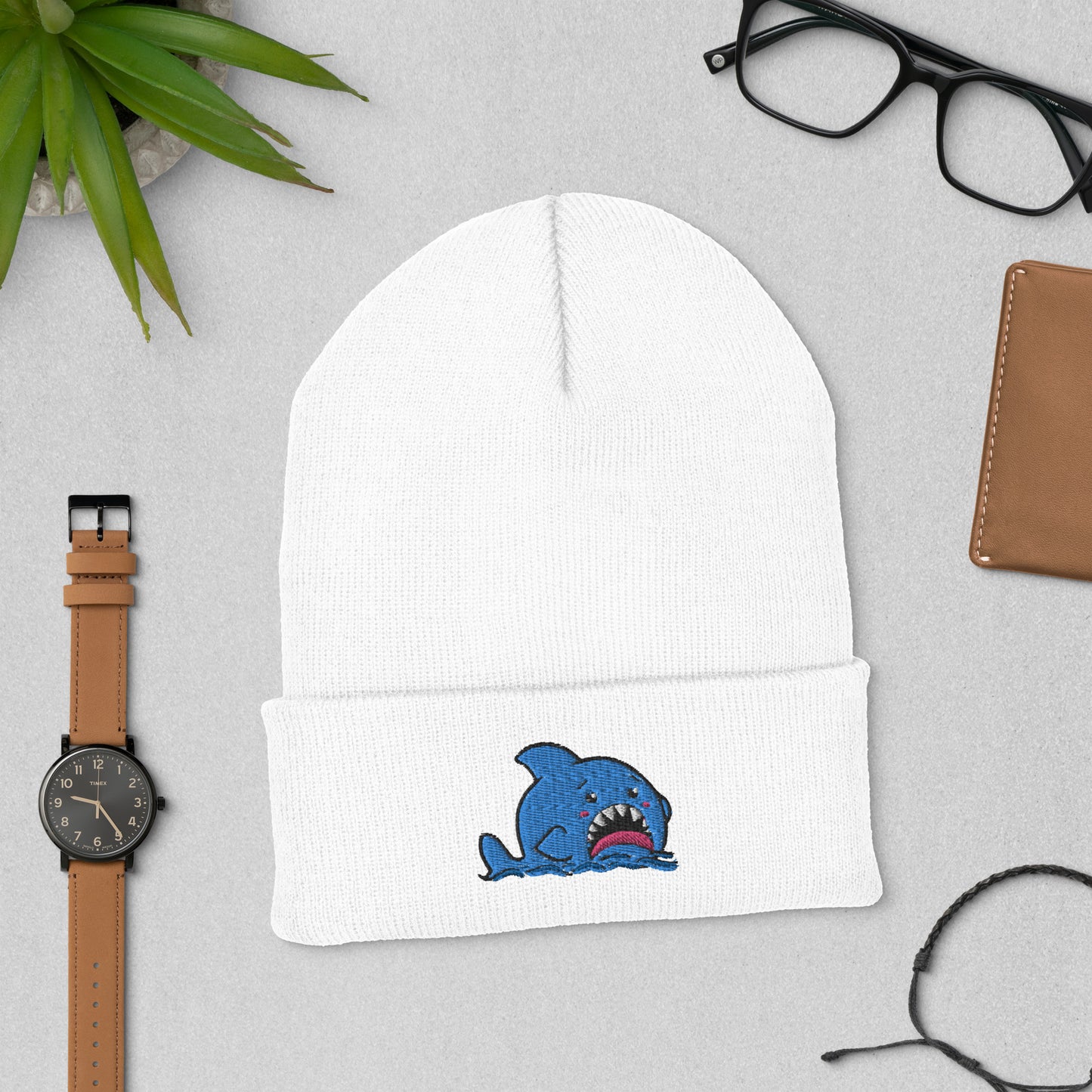 Anxious Shark Classic Cuffed Beanie