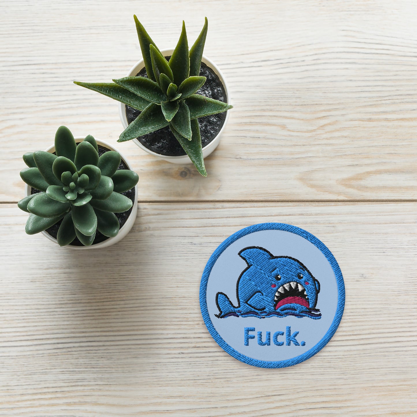 Anxious Shark Embroidered Patches