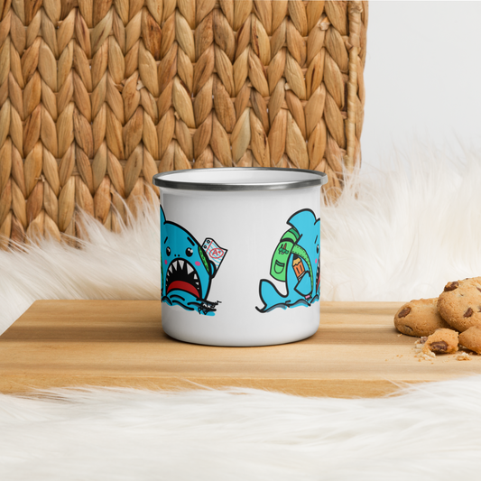 Anxious Shark Goes to School- Enamel Mug (12oz)