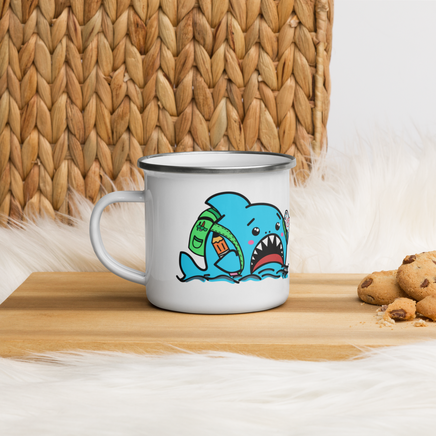 Anxious Shark Goes to School- Enamel Mug (12oz)