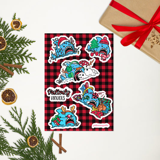 Holiday Sharks- Festively Anxious Sticker Sheet