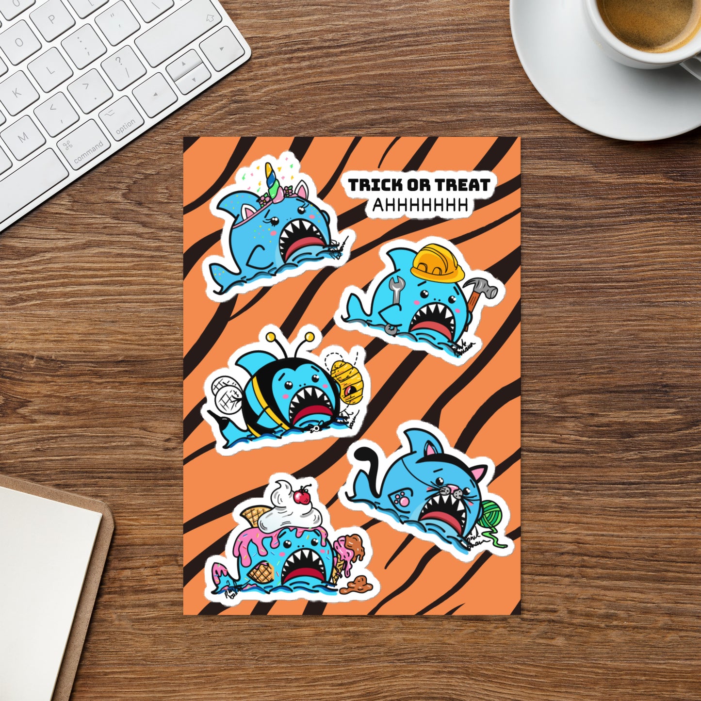 Halloween Sharks- Trick or Treat Sticker sheet (2)