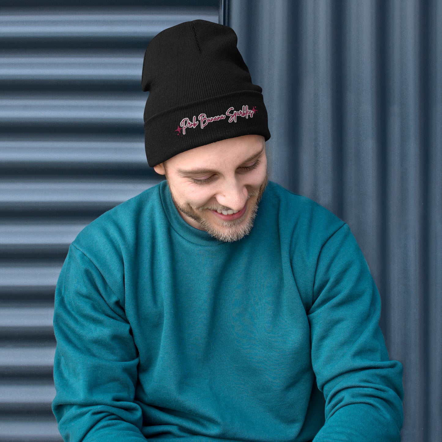 Pink Banana Sparkles- Embroidered Beanie