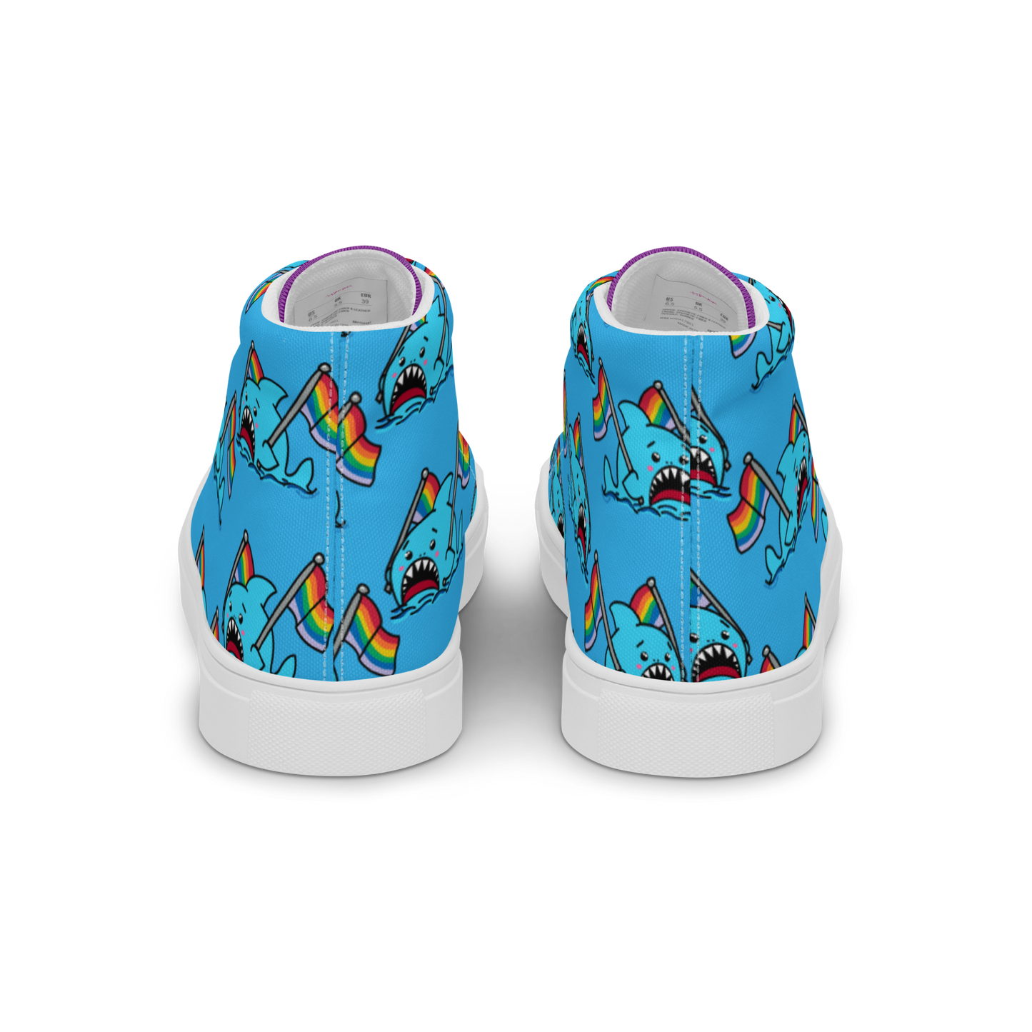 Anxious Shark Celebrates Pride (blue)- Men’s high top canvas shoes