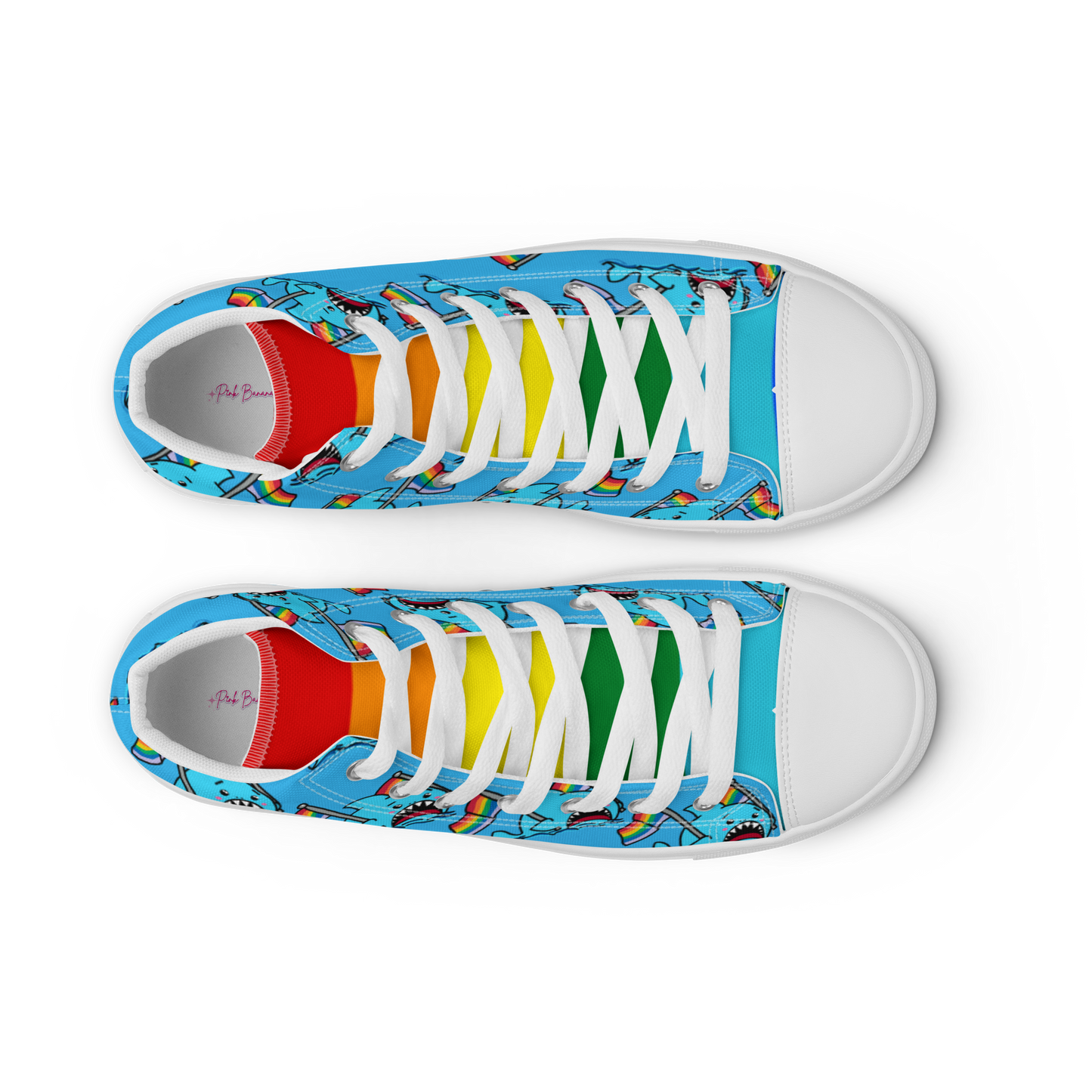 Anxious Shark Celebrates Pride (blue)- Men’s high top canvas shoes